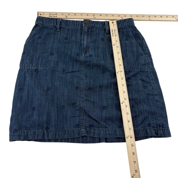 Talbots Petite Denim Embroidered Skirt Size 8P Cotton & Lyocell Chambray - Picture 4 of 5
